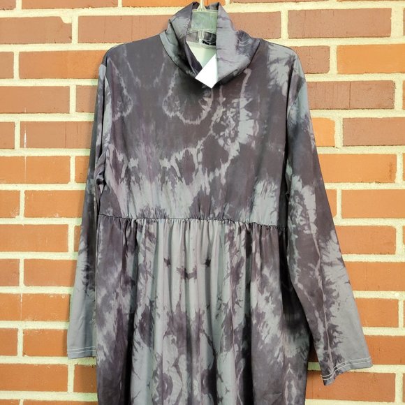 Beyond this Plane Tops - Gray/Black Tie Dye Babydoll Top - Size XL - NWT